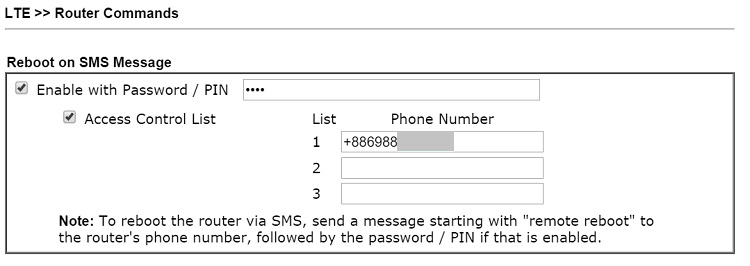 a screenshot of LTE router management page